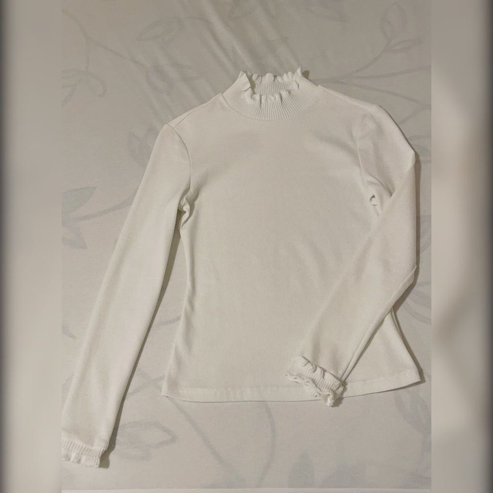 Shein - White Long Sleeve with Ruffles